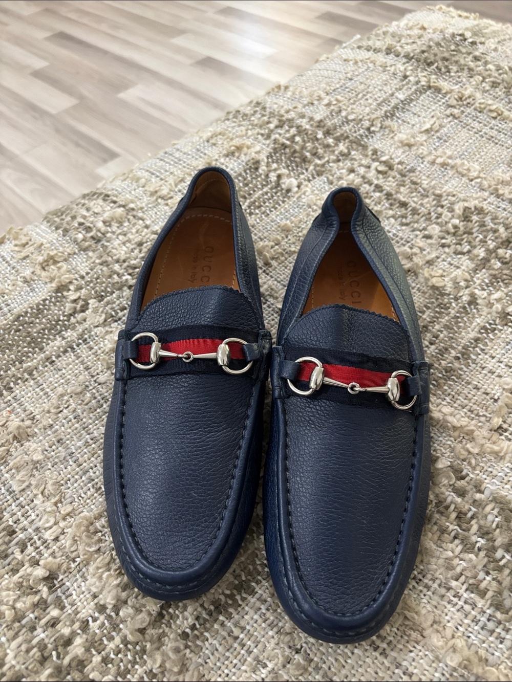 GUCCI Web Horsebit Driver
Moccasins Navy Leather Loafers Size 10.5 NWOT - Picture 9 of 17